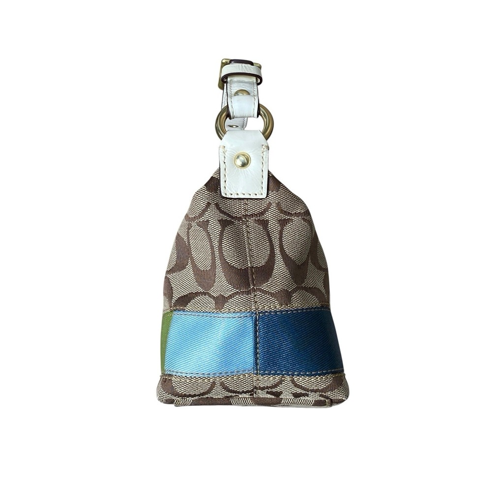 Coach Signature Multi-Color Stripe Shoulder Bag 40540 Top Handle‎ Pouch - Picture 3 of 16